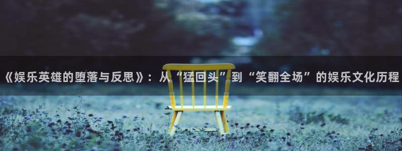 今年会官网登录入口：《娱乐英雄的堕落与反思》：从“猛回头”到“笑翻全场”的娱乐文化历程